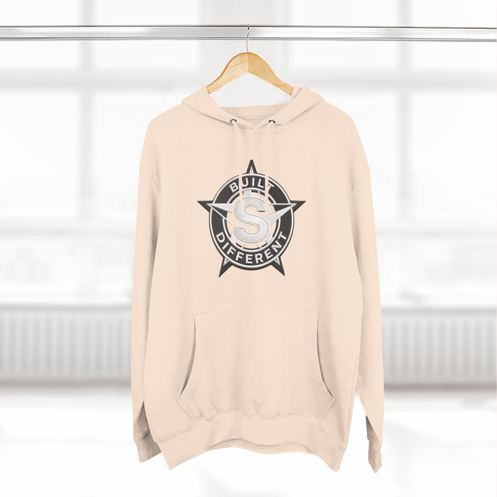 Built Different Logo Hoodie — Vintage Compass Emblem Fleece Hoodie