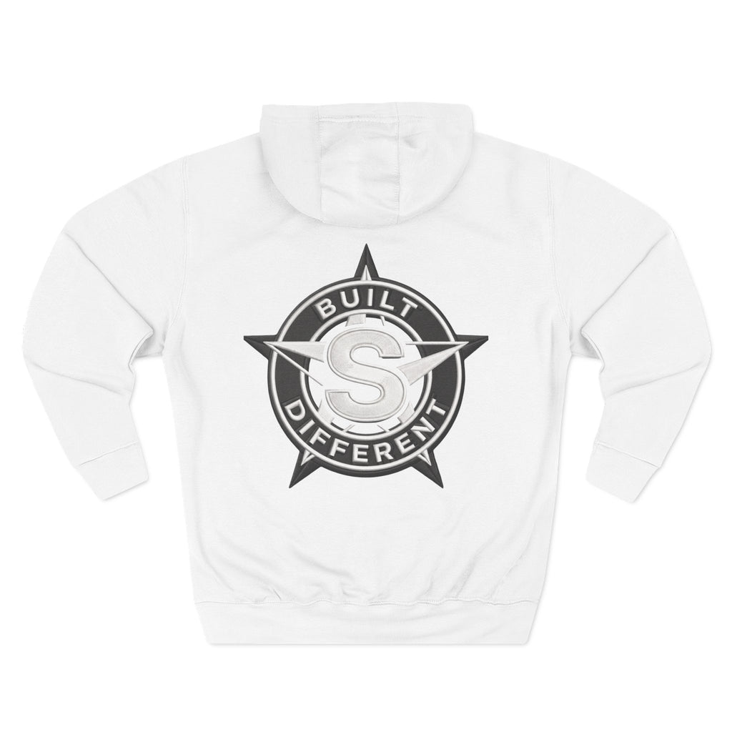 Built Different Logo Hoodie — Vintage Compass Emblem Fleece Hoodie