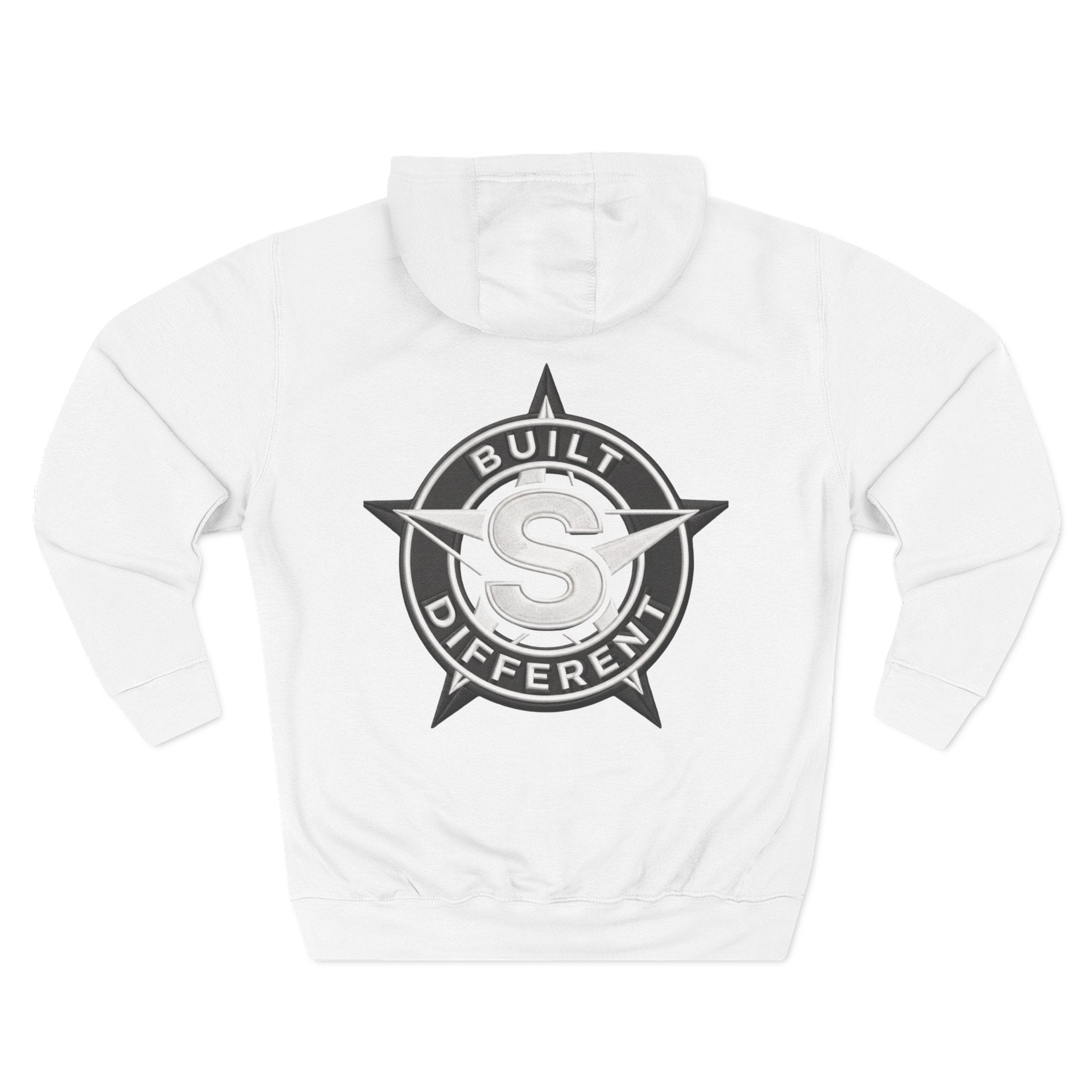 Built Different Logo Hoodie — Vintage Compass Emblem Fleece Hoodie