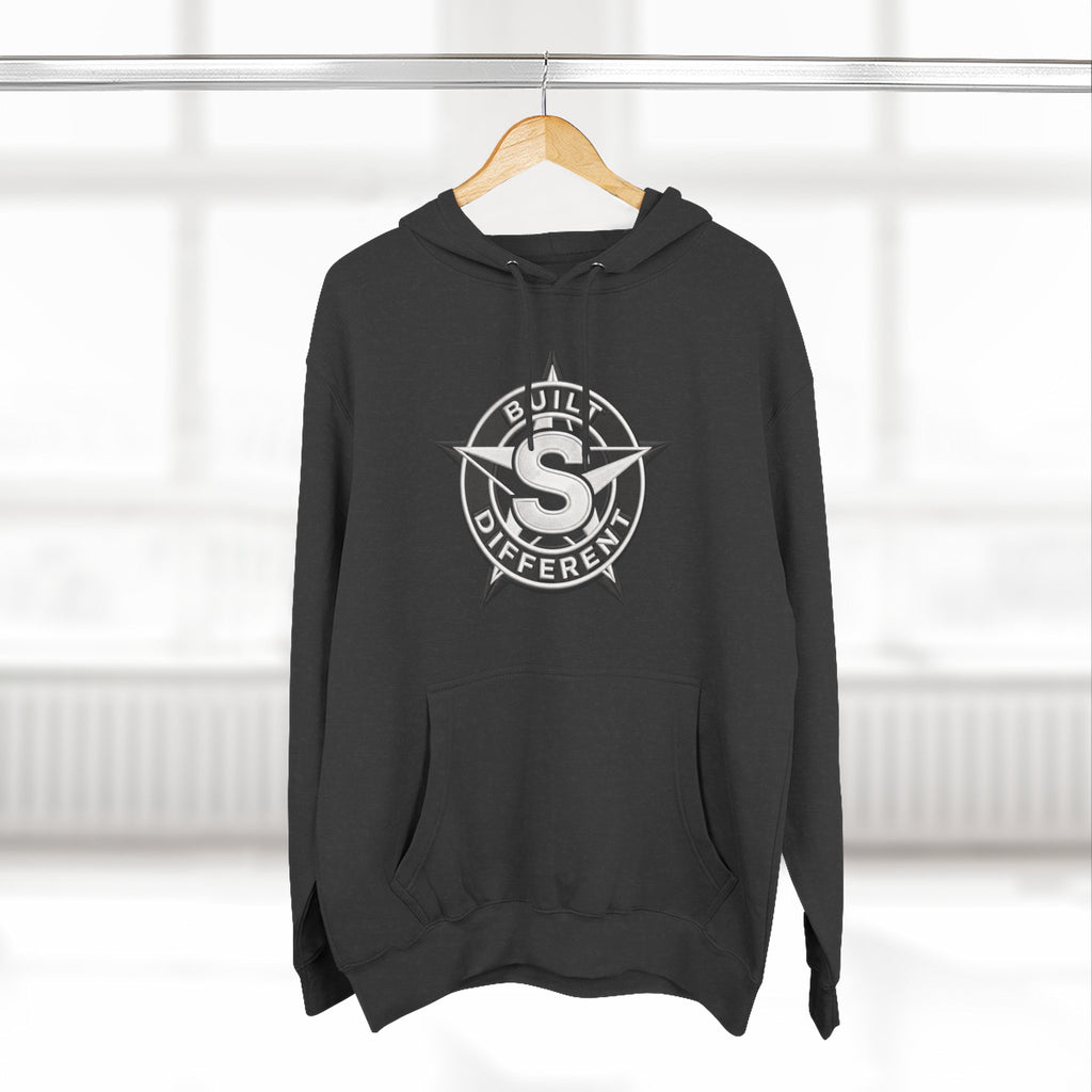 Built Different Logo Hoodie — Vintage Compass Emblem Fleece Hoodie
