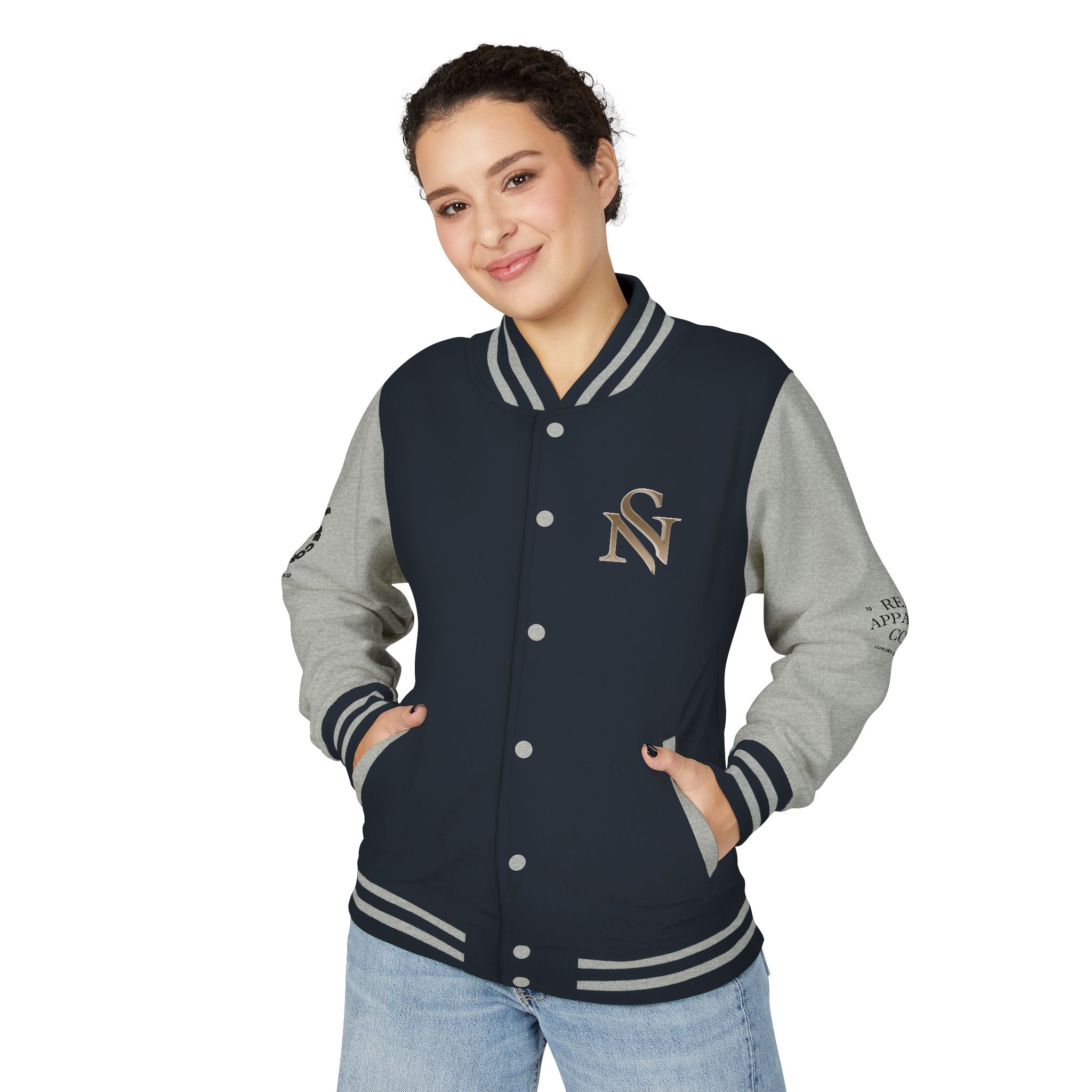 SPVNN Red & White Varsity Letterman Jacket – Embroidered Patch Logo
