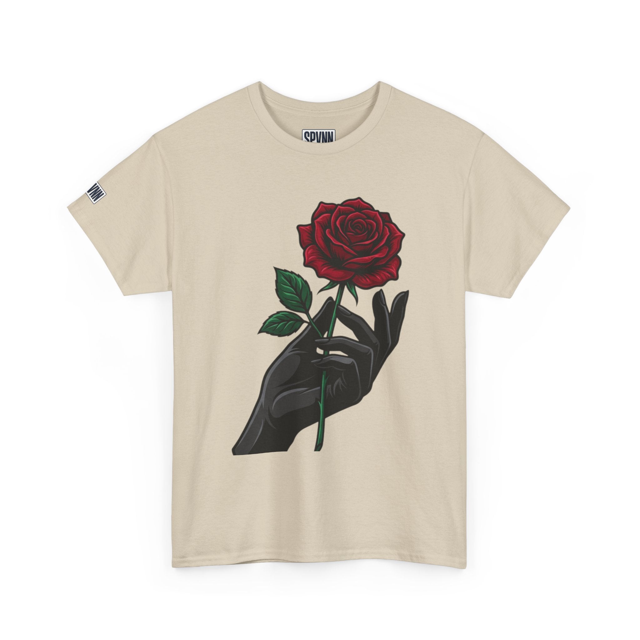 Rose & Hand Graphic Tee — Dark Aesthetic Floral T-Shirt