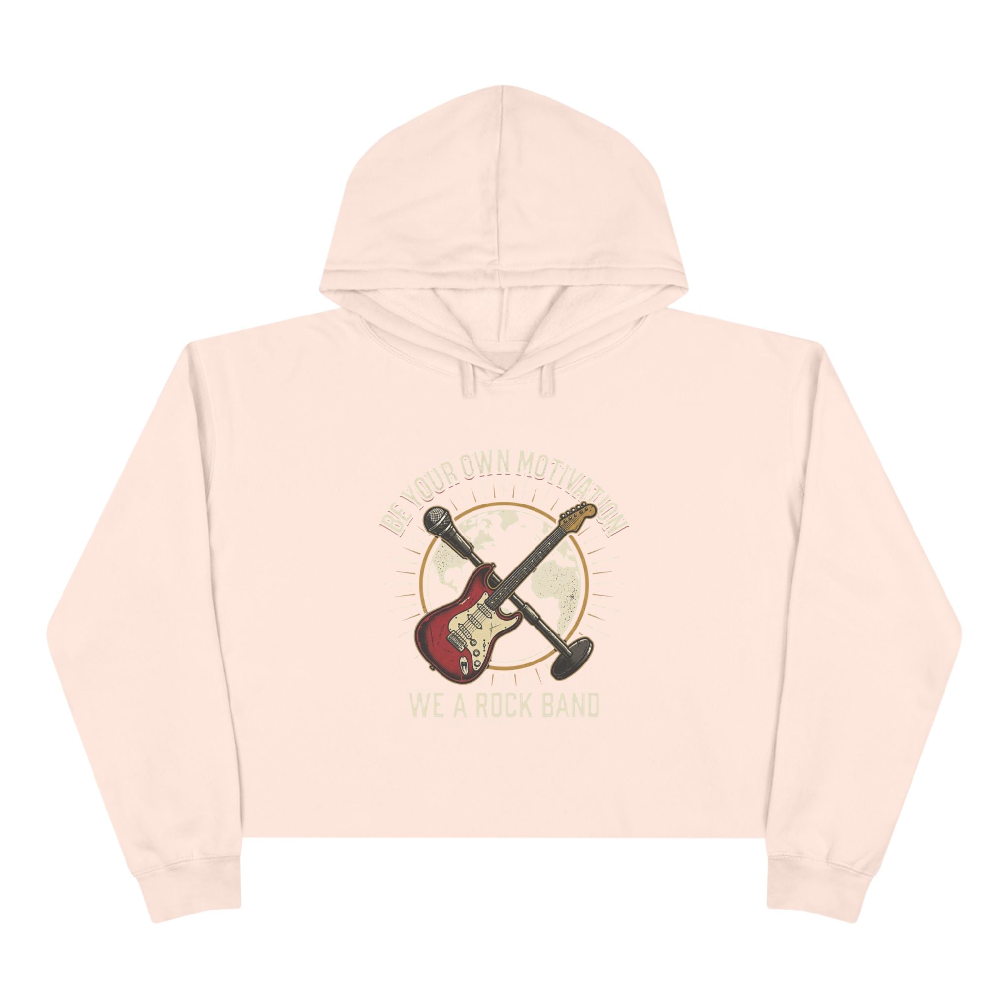 Worldwide Rock Band Crop Hoodie — "Play Your Own Motown" Guitar Graphic