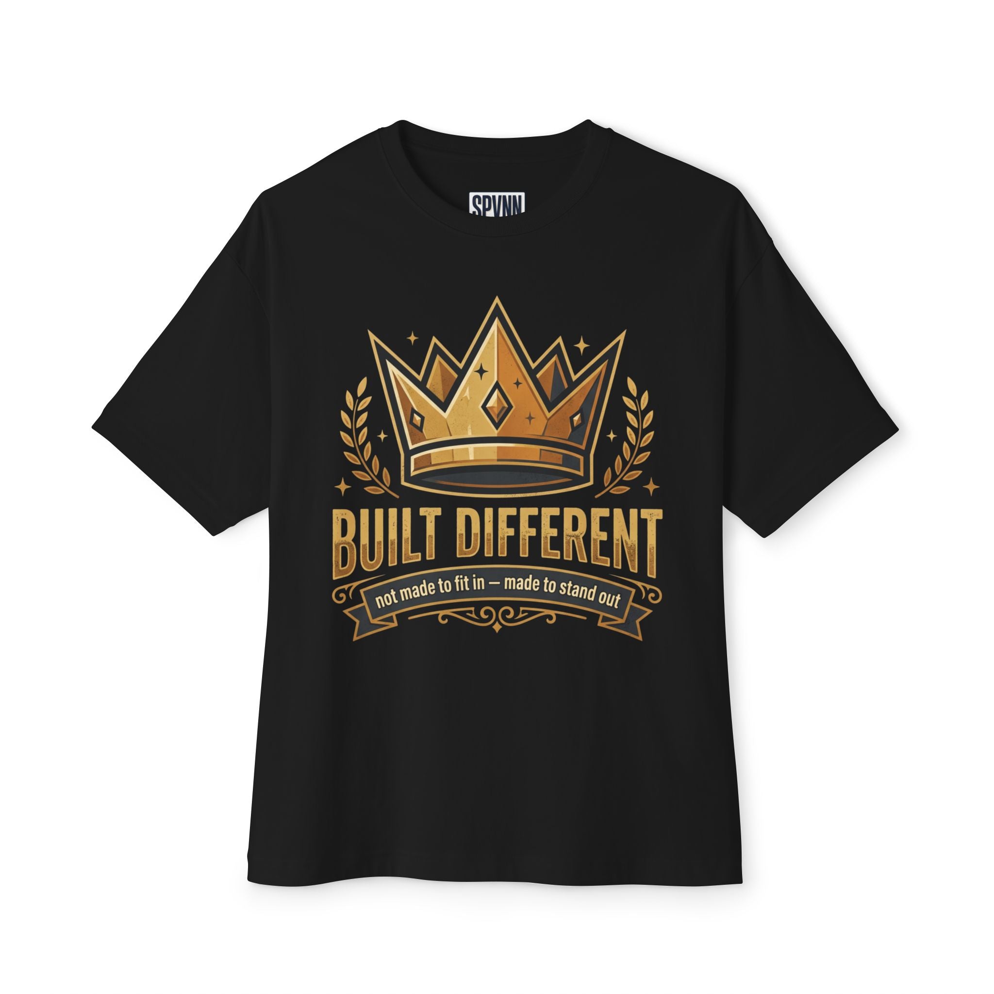 SPVNN Built Different Oversized Tee — Crown & Money Graphic