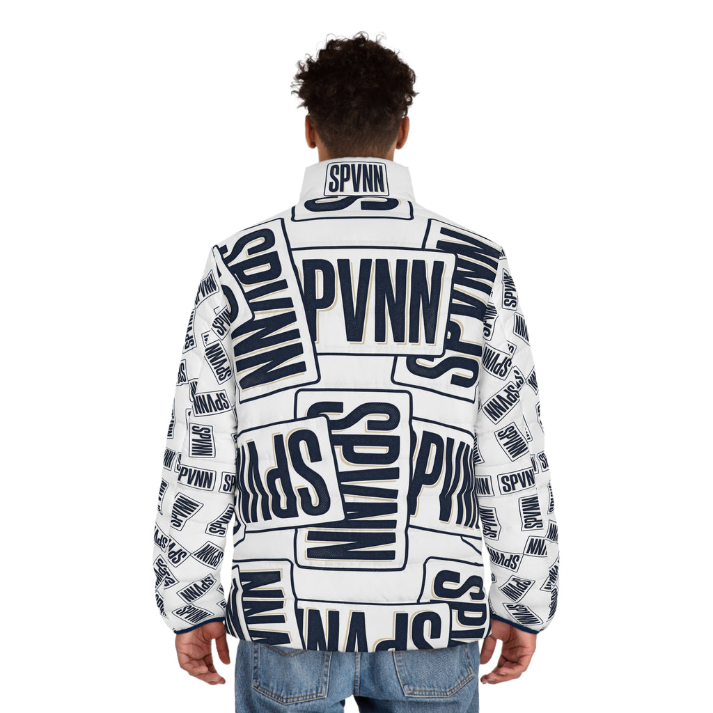 SPVNN Logo Puffer Jacket — All-Over Print Men's Winter Coat
