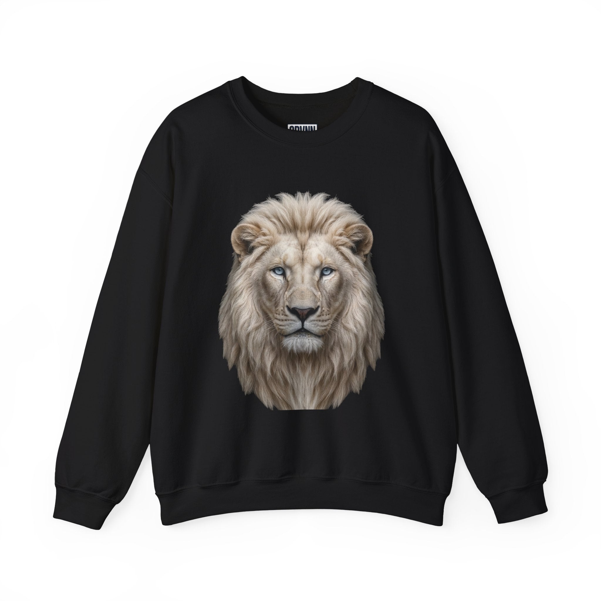 Lion Head Crewneck Sweatshirt — Realistic White Lion Portrait Pullover