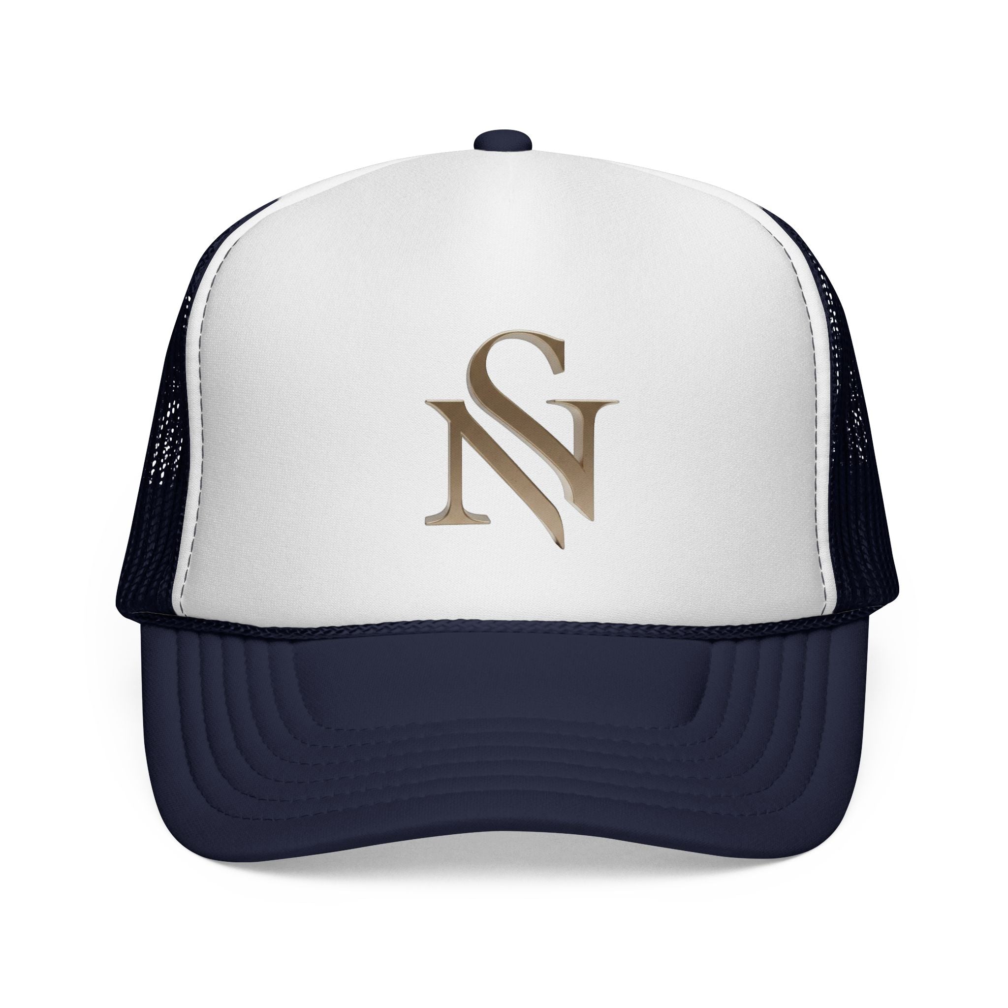 Embroidered 'SN' Monogram Trucker Cap — Classic Mesh Baseball Hat