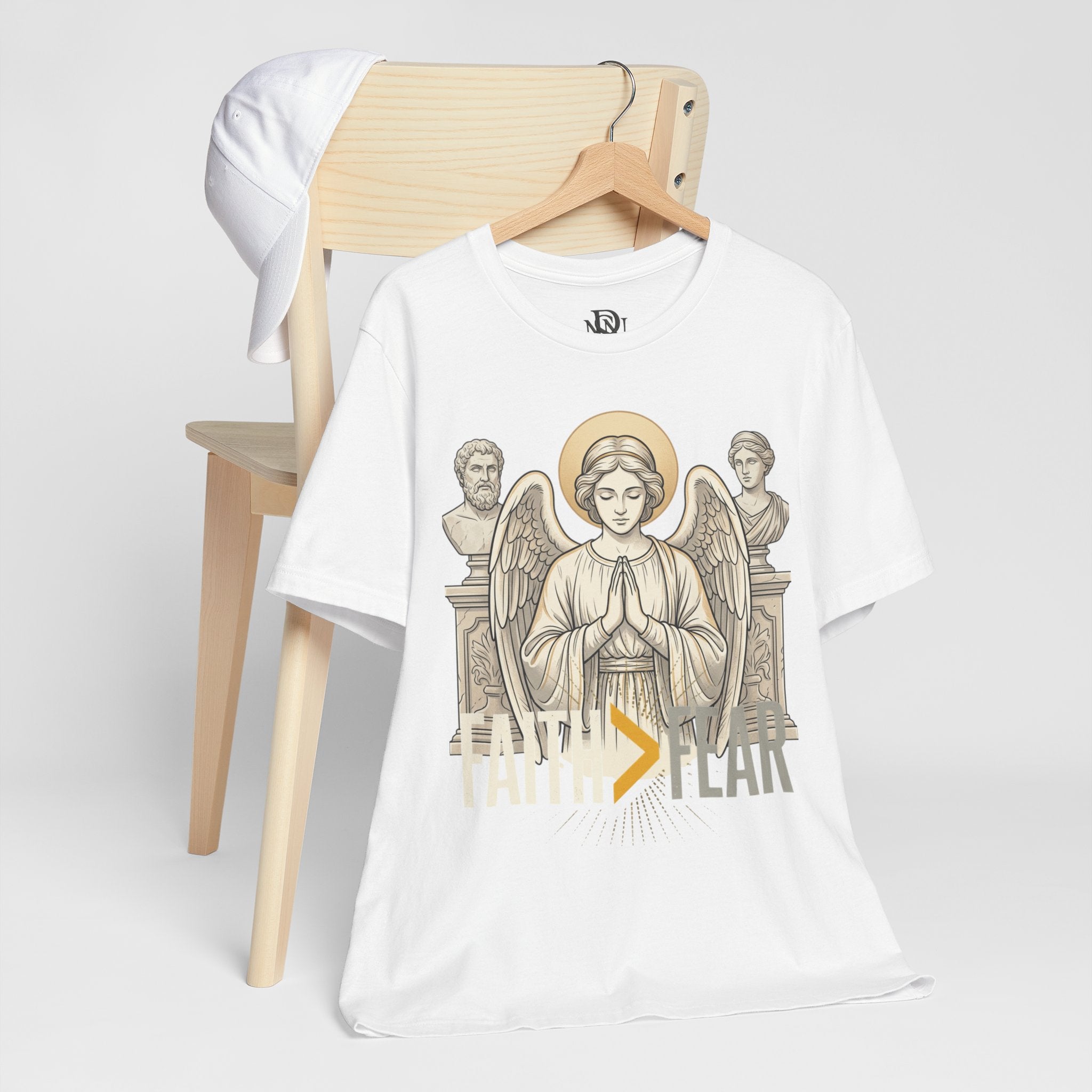 Faith Over Fear Tee — Angel Wings Christian Graphic T-Shirt