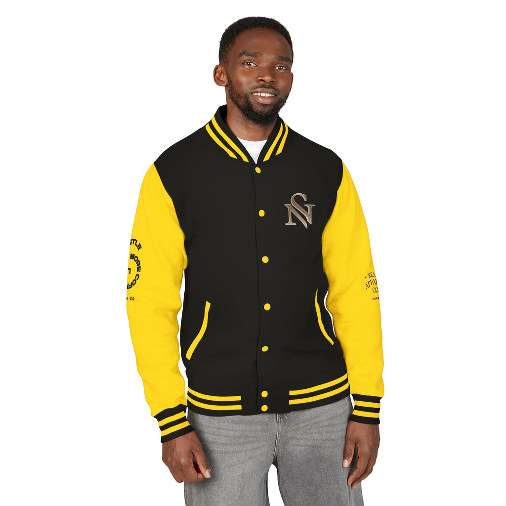 SPVNN Red & White Varsity Letterman Jacket – Embroidered Patch Logo