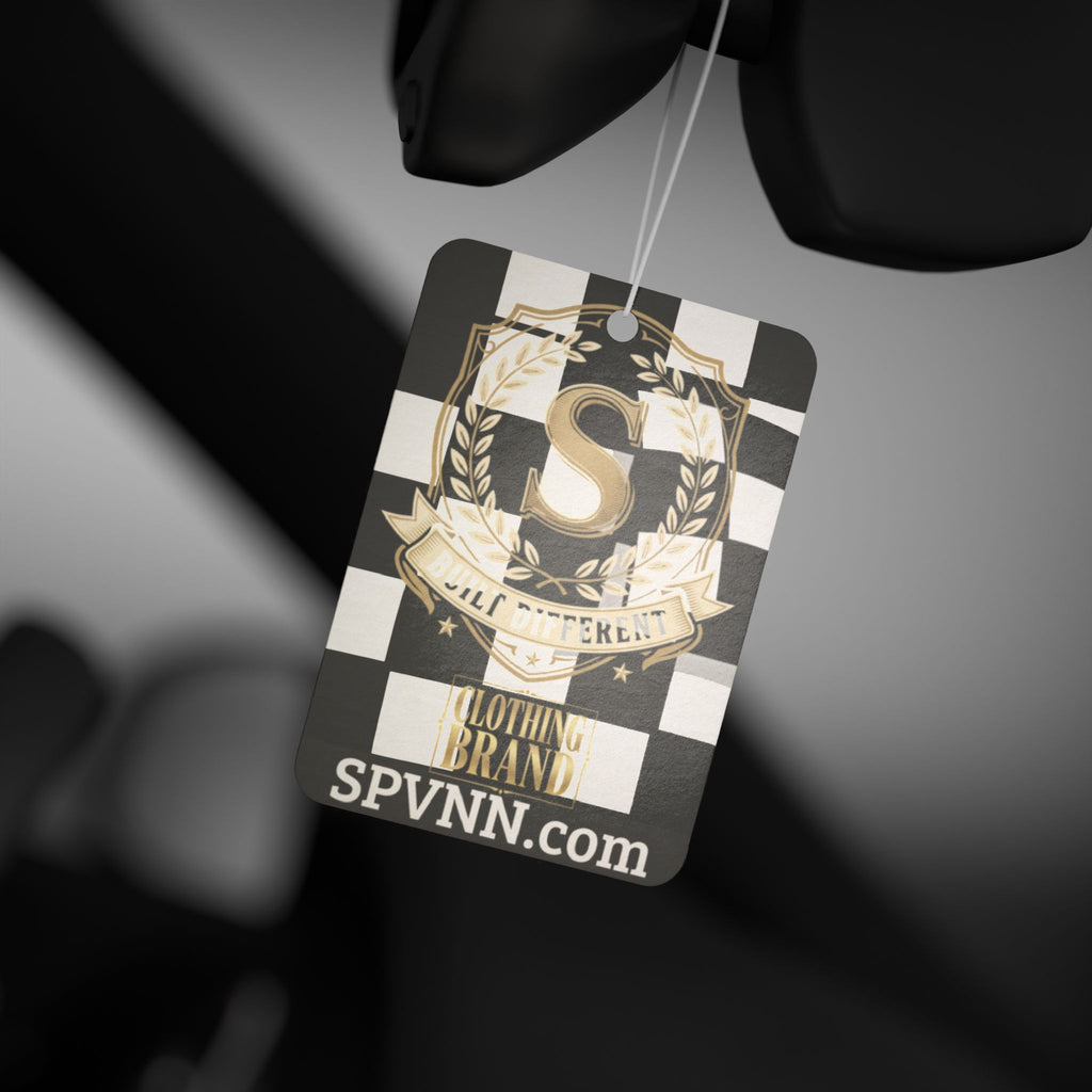 Checkered Crest Car Air Freshener — 'S' Laurel Emblem, SPVNN.com Branded