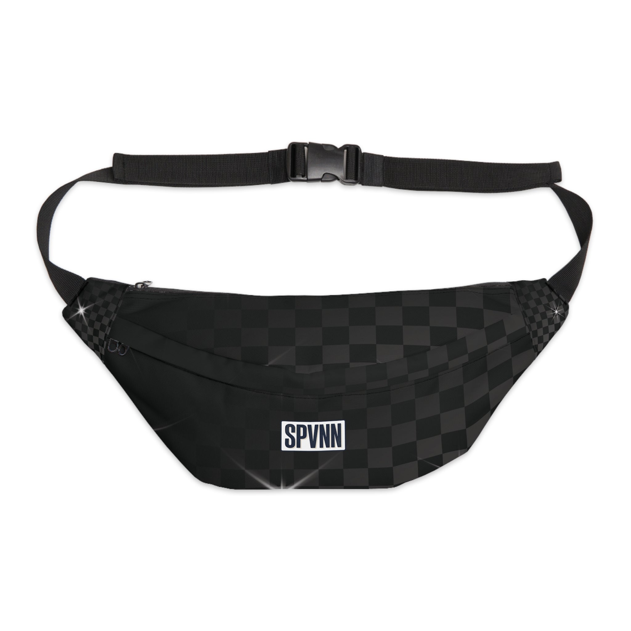 Checkerboard Black Large Fanny Pack