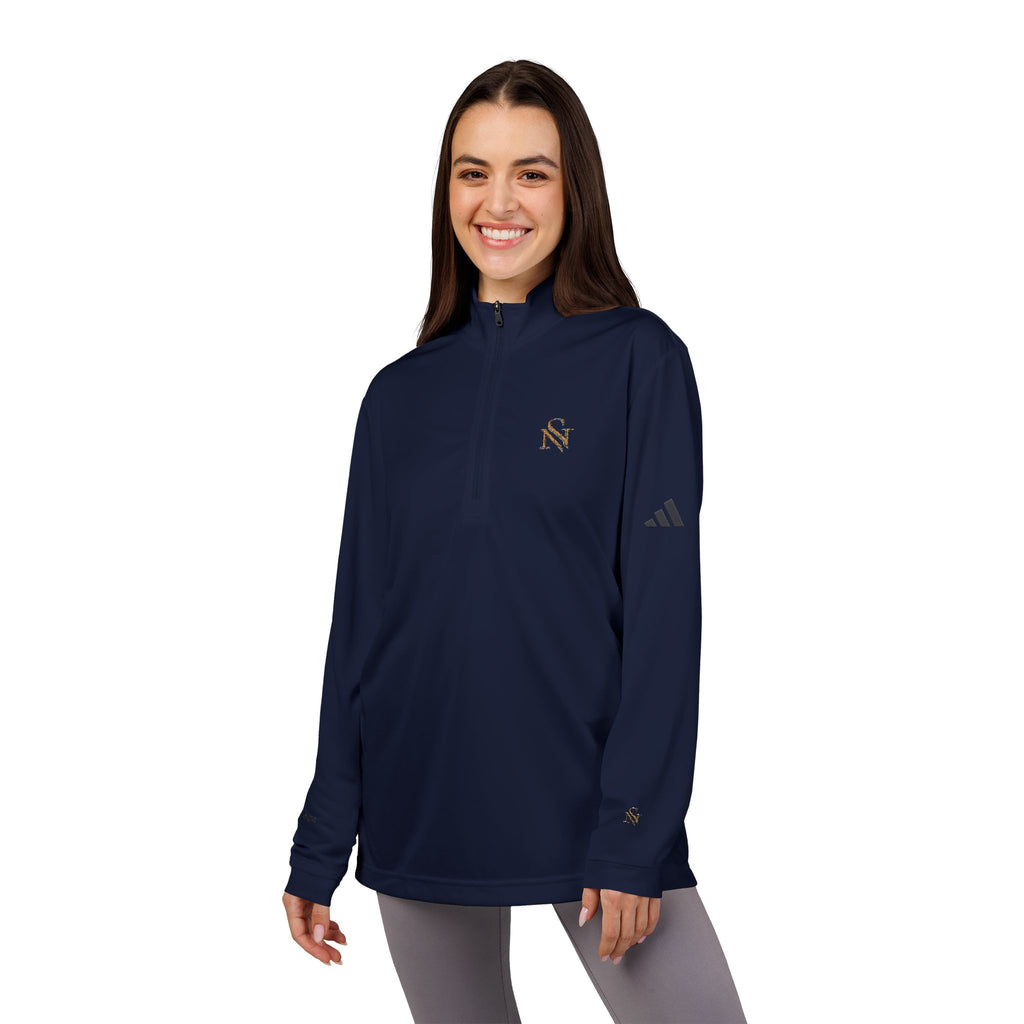 Embroidered Quarter-Zip Pullover — White adidas Performance Top