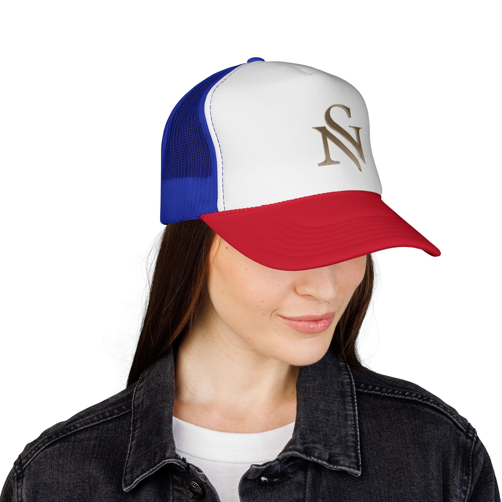 Embroidered 'SN' Monogram Trucker Cap — Classic Mesh Baseball Hat