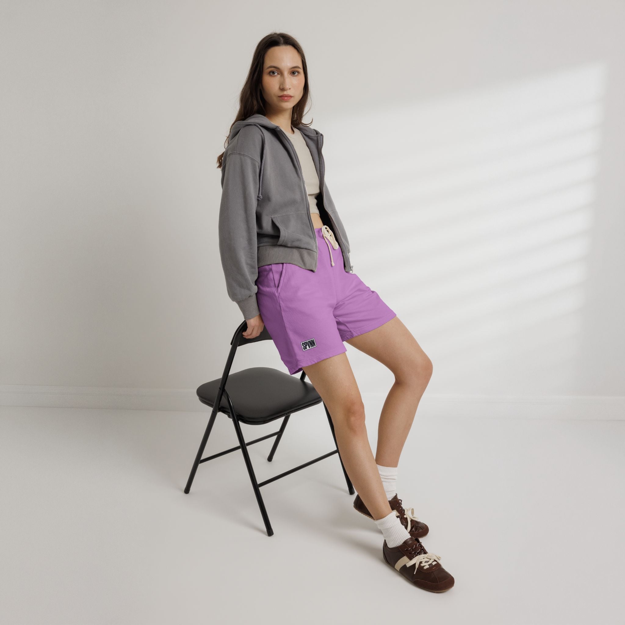 Garment-Dyed Fleece Sweat Shorts — Lightweight Casual Lounge Shorts with SPWNN Patch