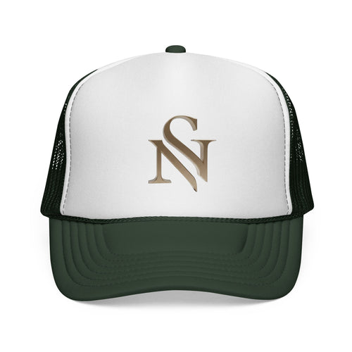 Embroidered 'SN' Monogram Trucker Cap — Classic Mesh Baseball Hat