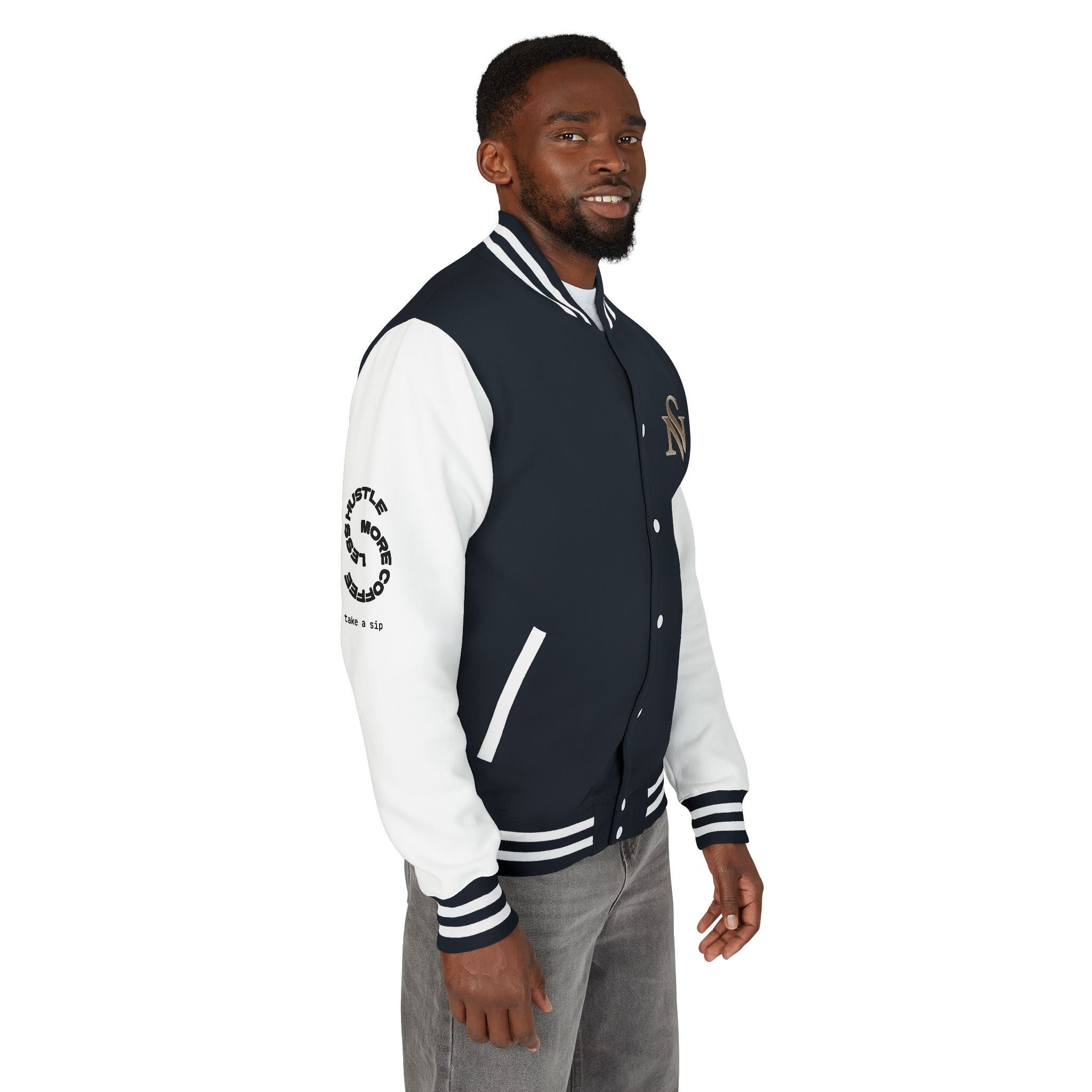SPVNN Red & White Varsity Letterman Jacket – Embroidered Patch Logo