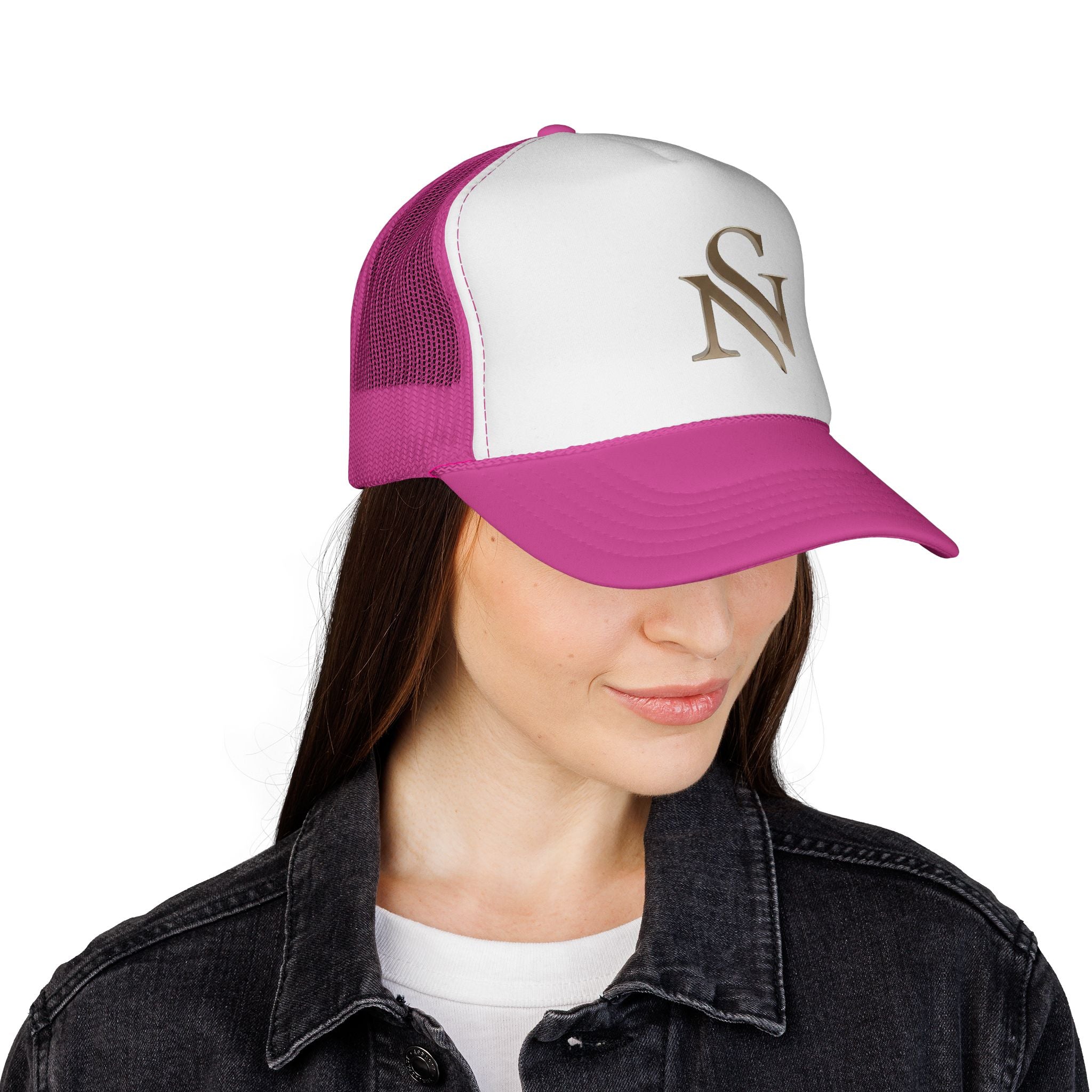 Embroidered 'SN' Monogram Trucker Cap — Classic Mesh Baseball Hat
