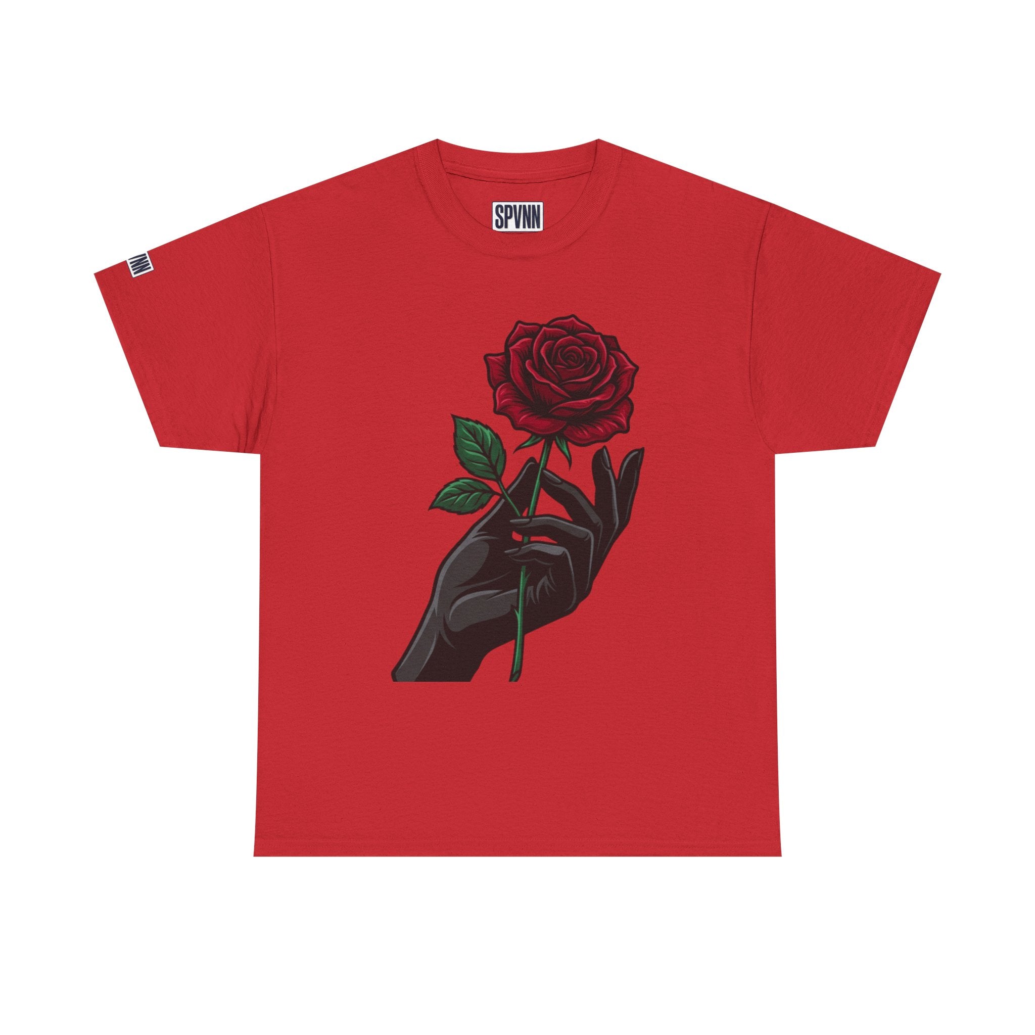 Rose & Hand Graphic Tee — Dark Aesthetic Floral T-Shirt