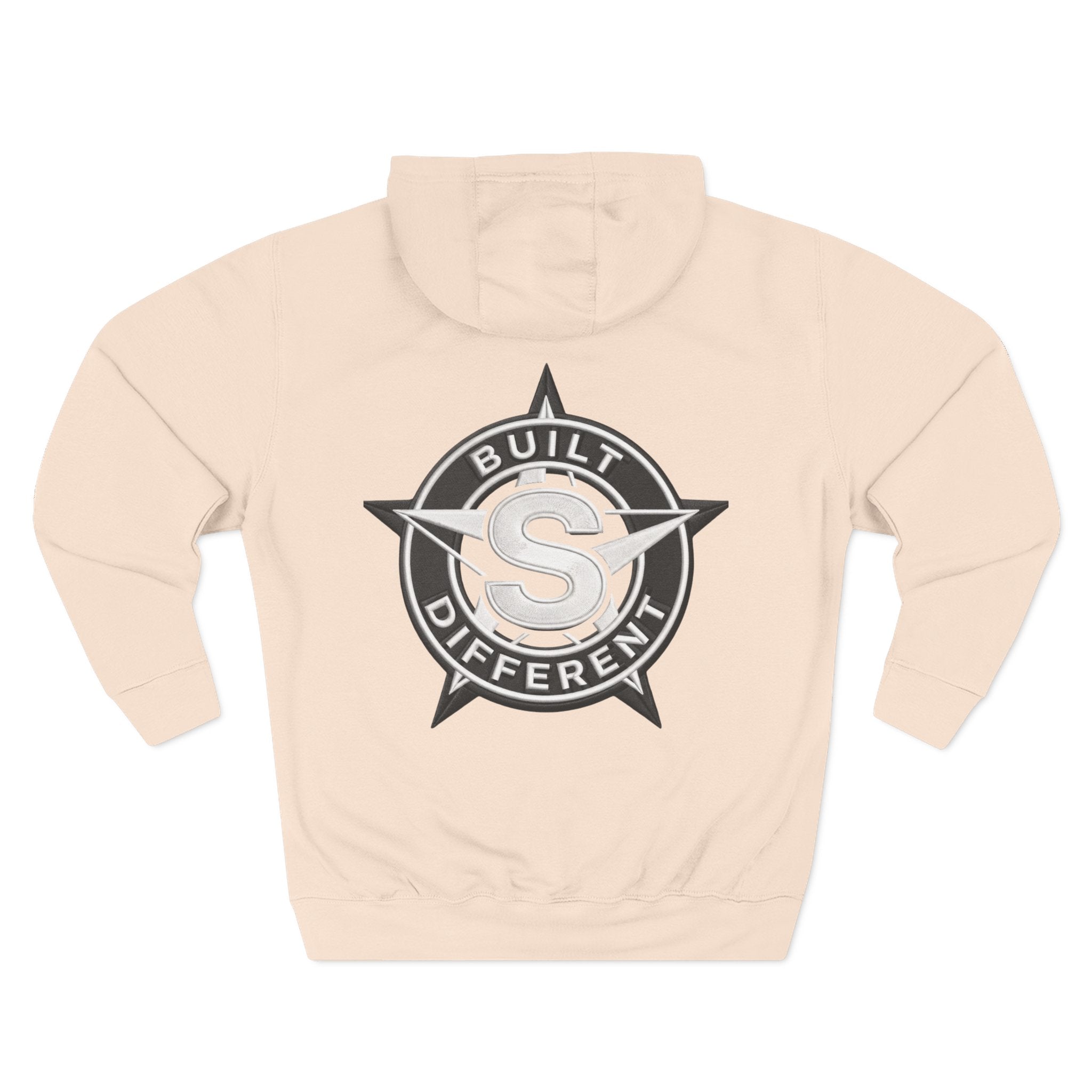 Built Different Logo Hoodie — Vintage Compass Emblem Fleece Hoodie