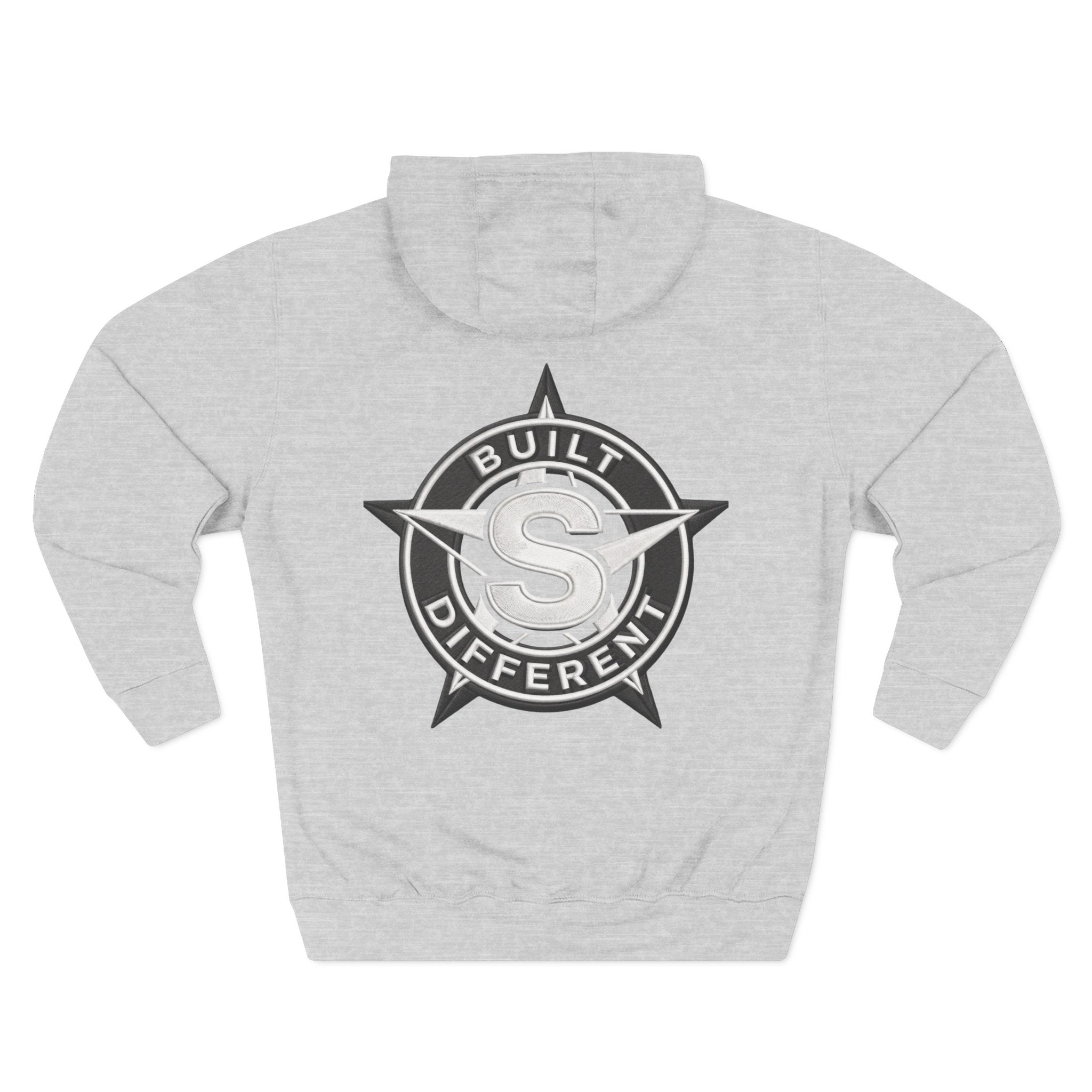 Built Different Logo Hoodie — Vintage Compass Emblem Fleece Hoodie