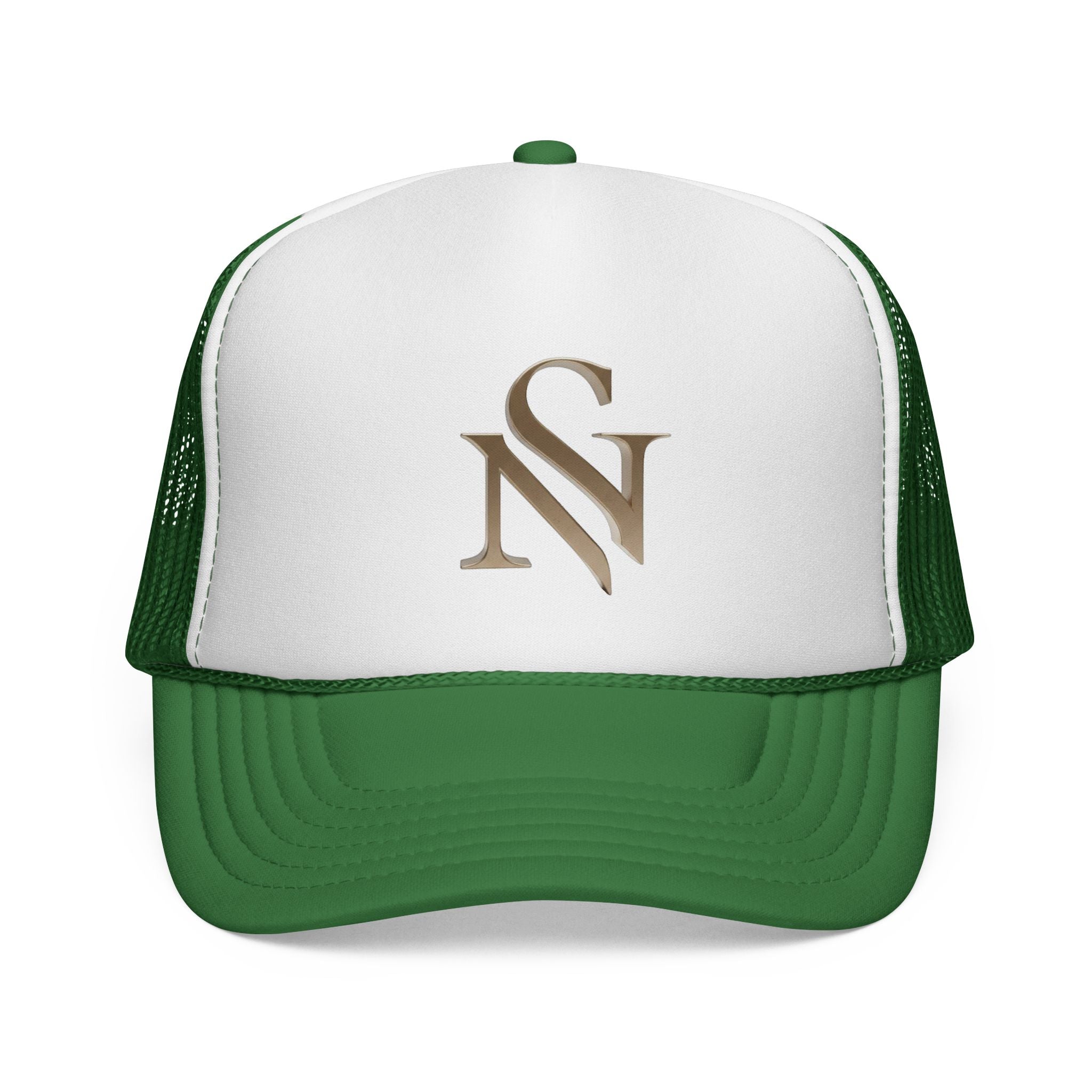 Embroidered 'SN' Monogram Trucker Cap — Classic Mesh Baseball Hat
