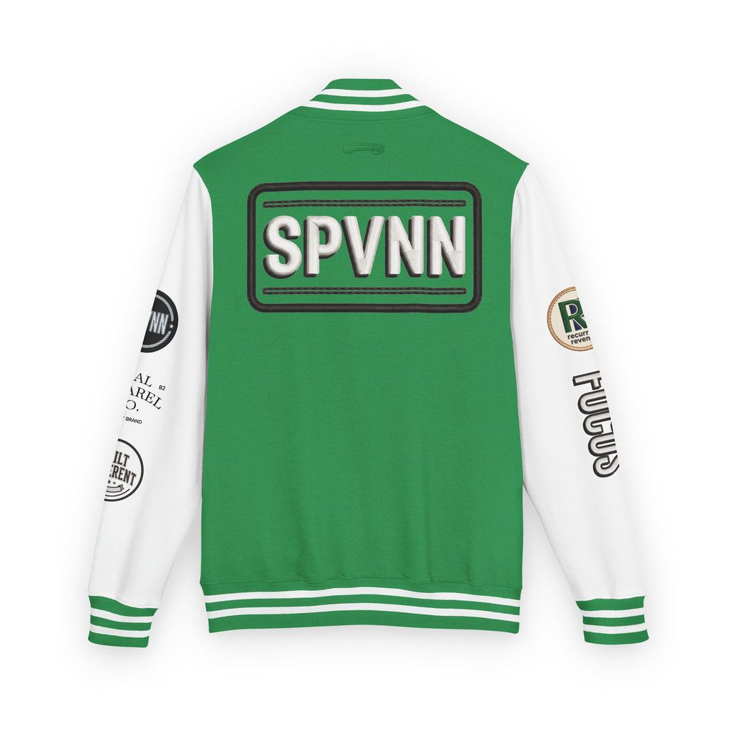 SPVNN Red & White Varsity Letterman Jacket – Embroidered Patch Logo