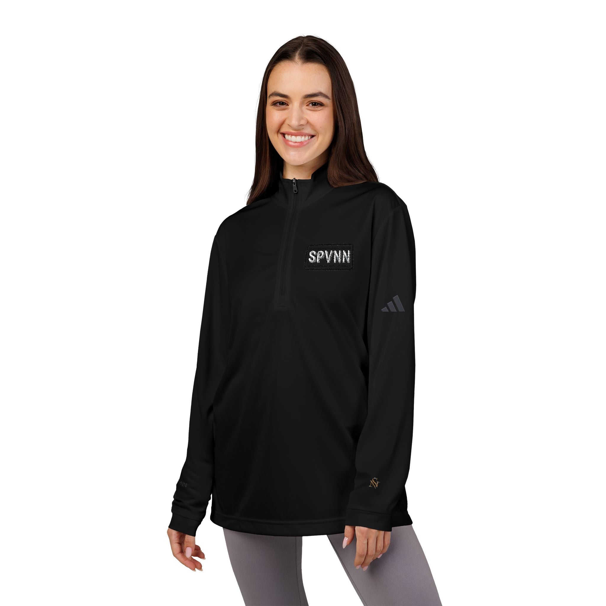 Embroidered Quarter-Zip Pullover — White adidas Performance Top