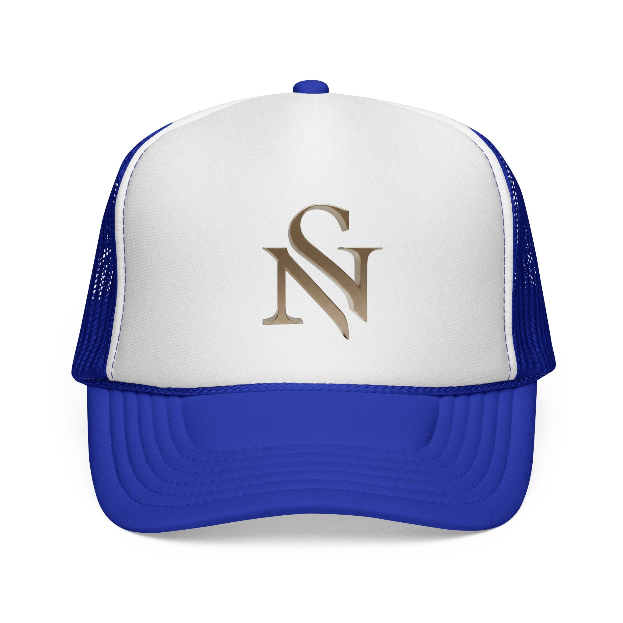 Embroidered 'SN' Monogram Trucker Cap — Classic Mesh Baseball Hat