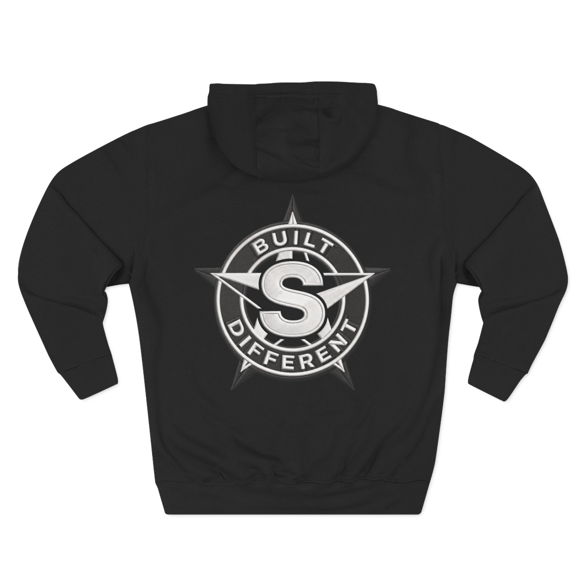 Built Different Logo Hoodie — Vintage Compass Emblem Fleece Hoodie