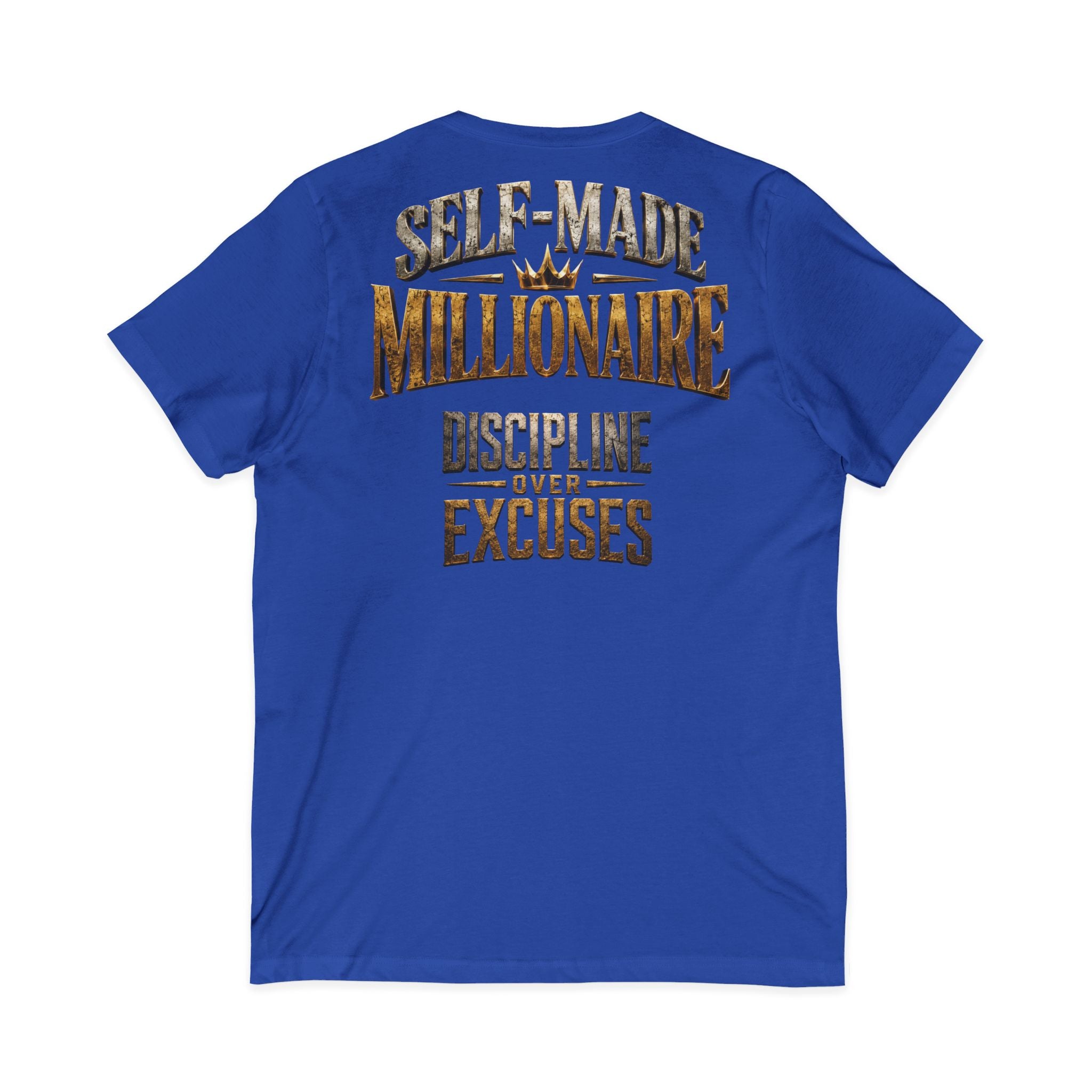 V-Neck Tee - "Self-Made Millionaire" Motivational Graphic T-Shirt