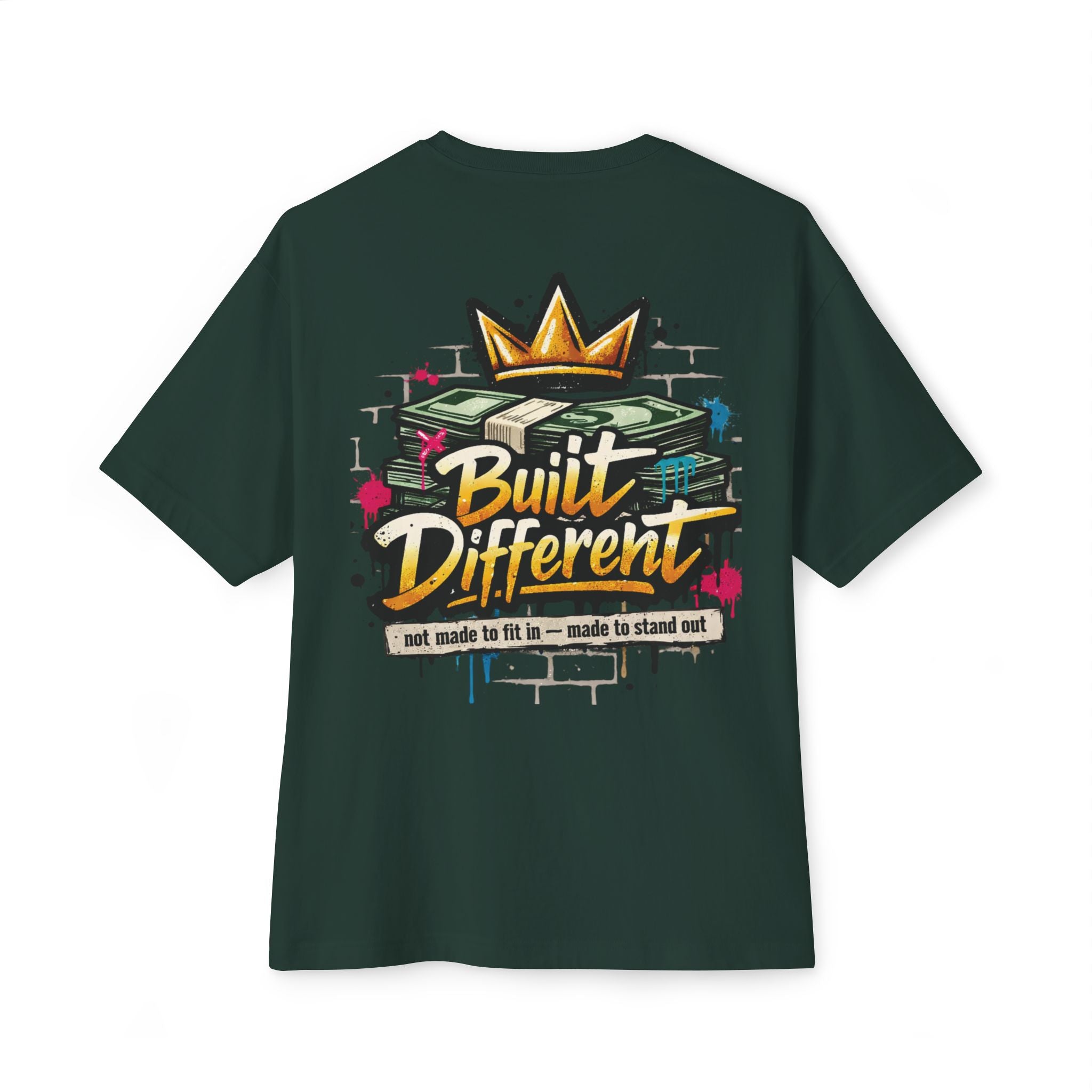 SPVNN Built Different Oversized Tee — Crown & Money Graphic