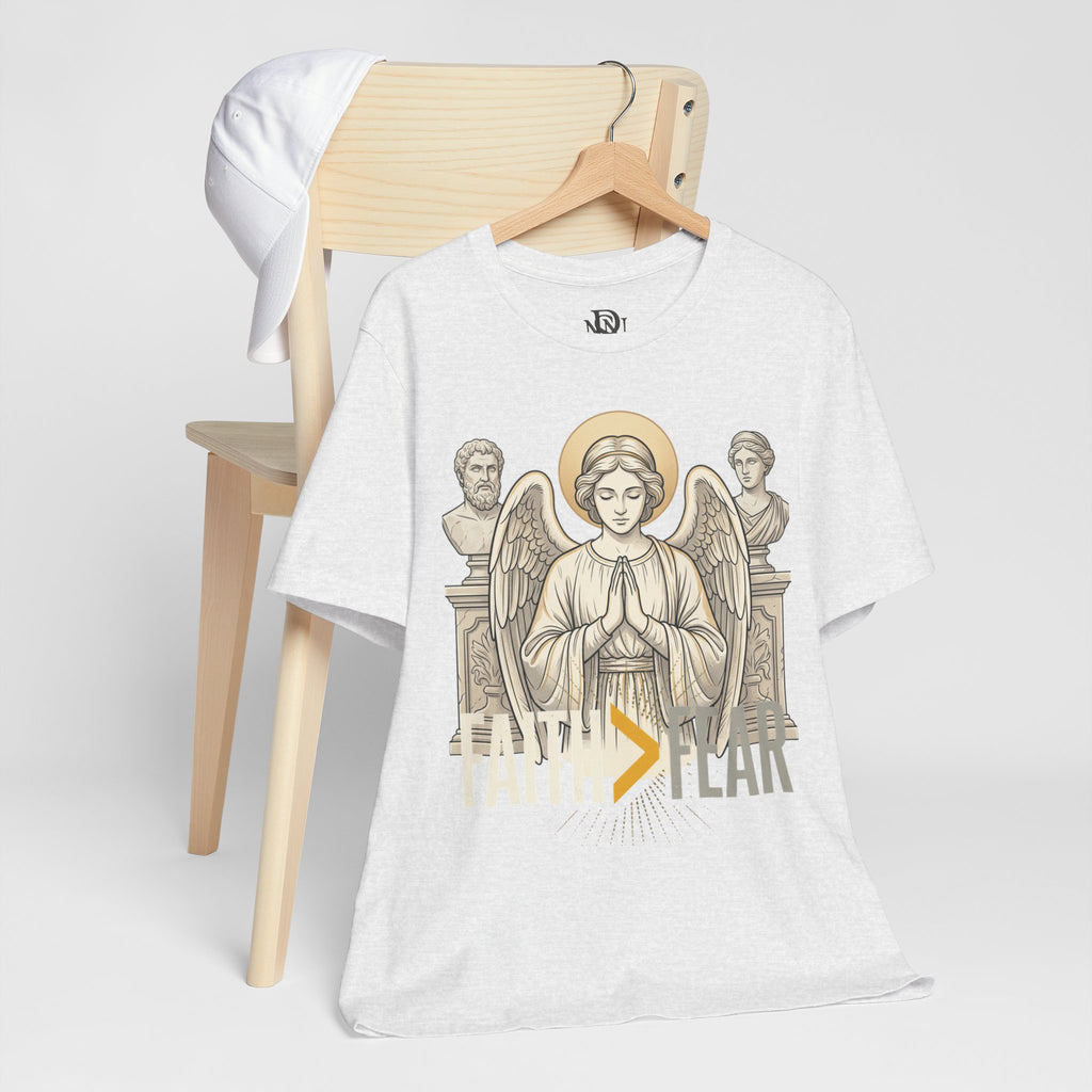 Faith Over Fear Tee — Angel Wings Christian Graphic T-Shirt