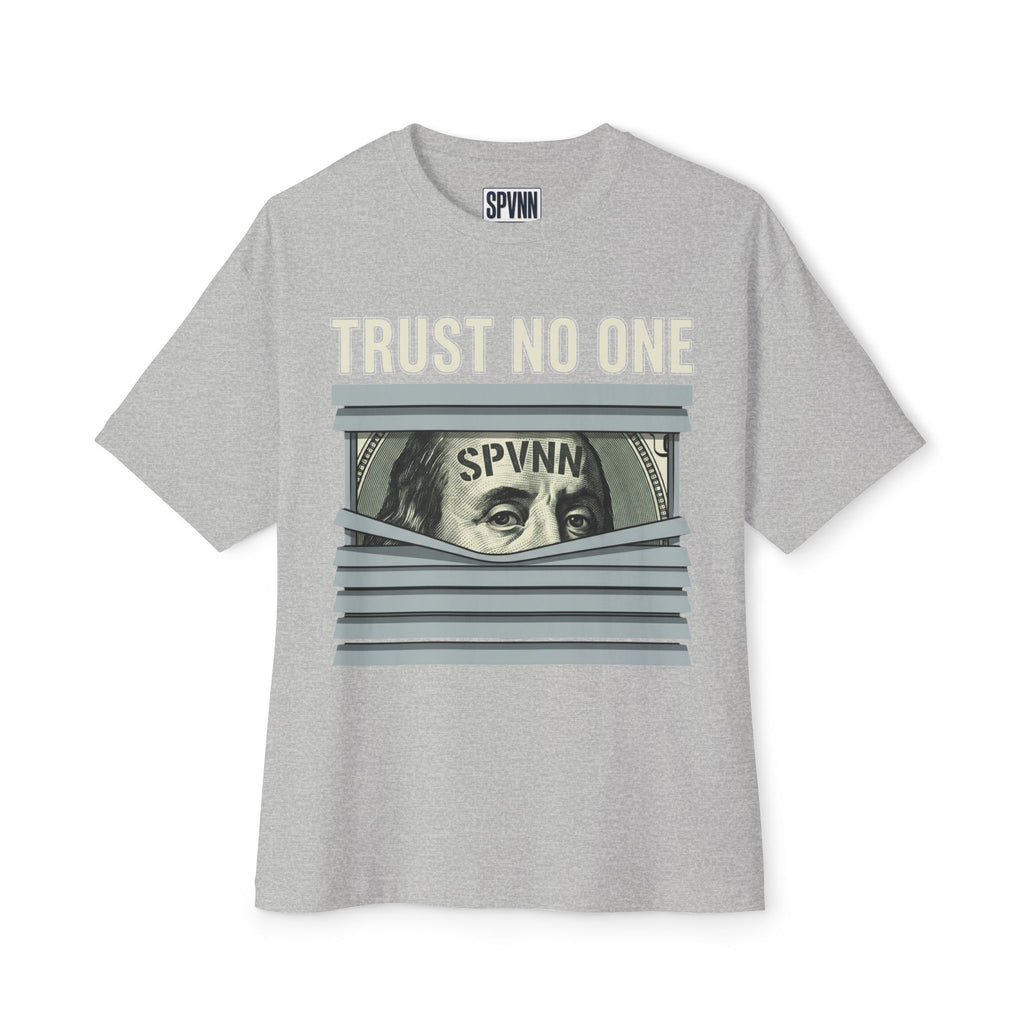 Trust No One Tee — Graphic Boxy T‑Shirt with Benjamin Franklin Money Peek