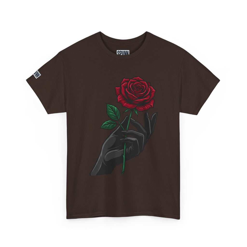 Rose & Hand Graphic Tee — Dark Aesthetic Floral T-Shirt
