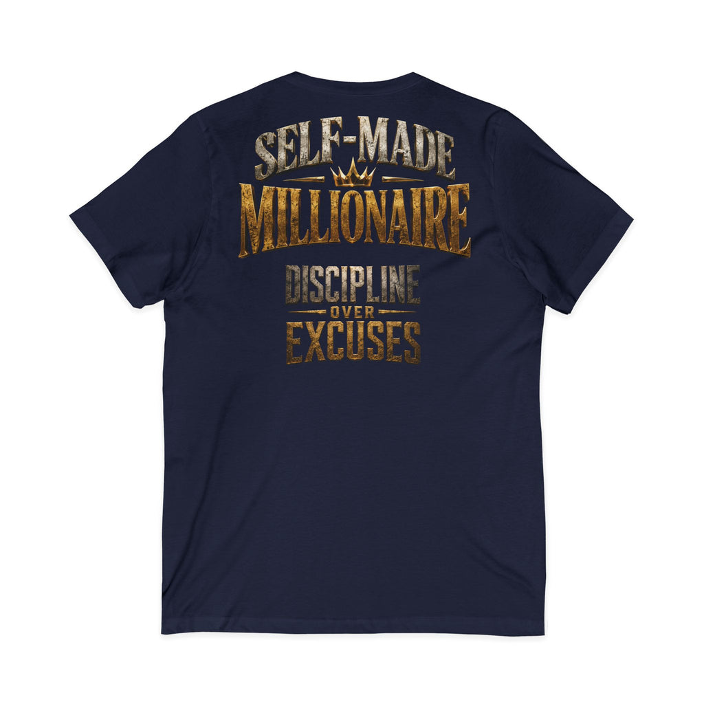 V-Neck Tee - "Self-Made Millionaire" Motivational Graphic T-Shirt