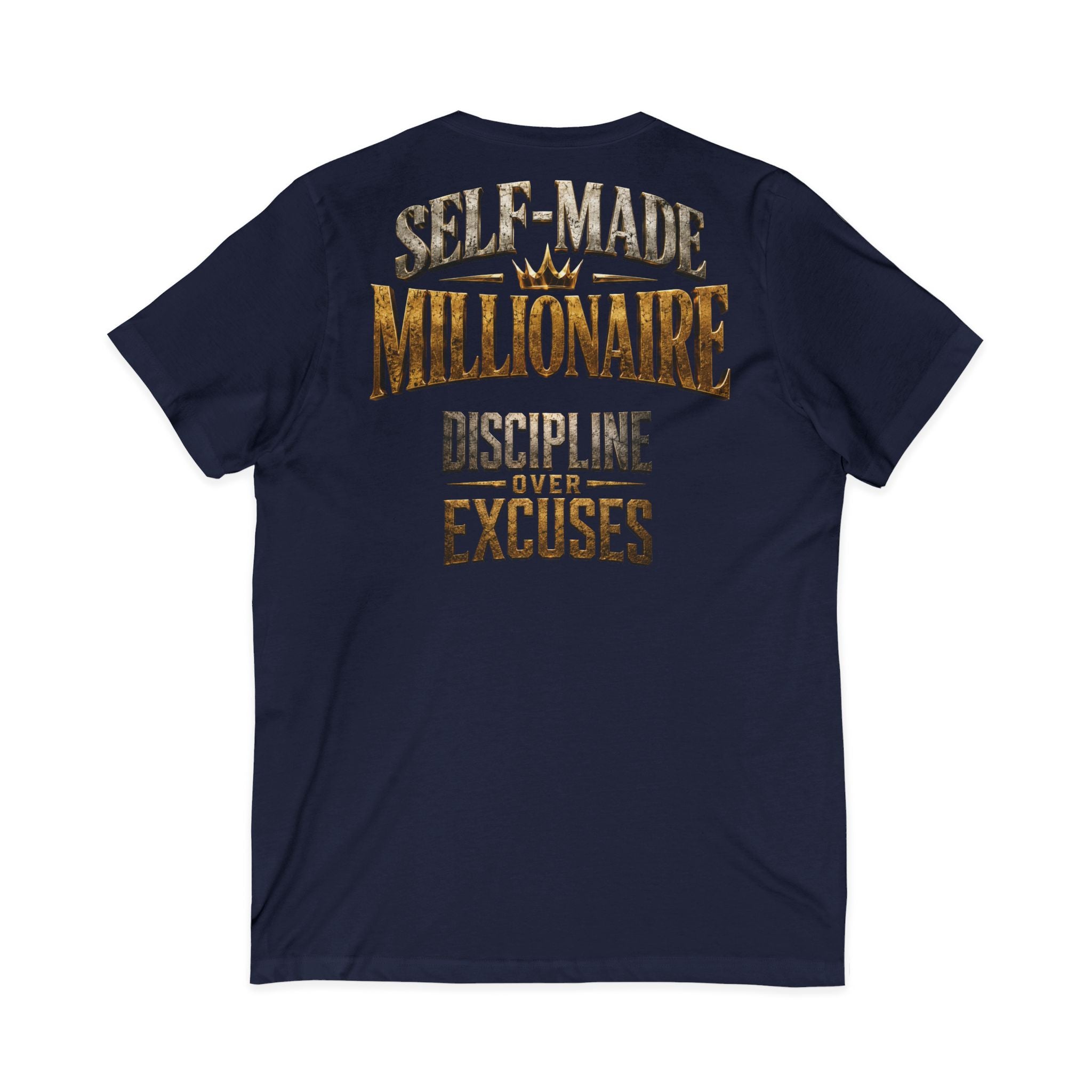 V-Neck Tee - "Self-Made Millionaire" Motivational Graphic T-Shirt