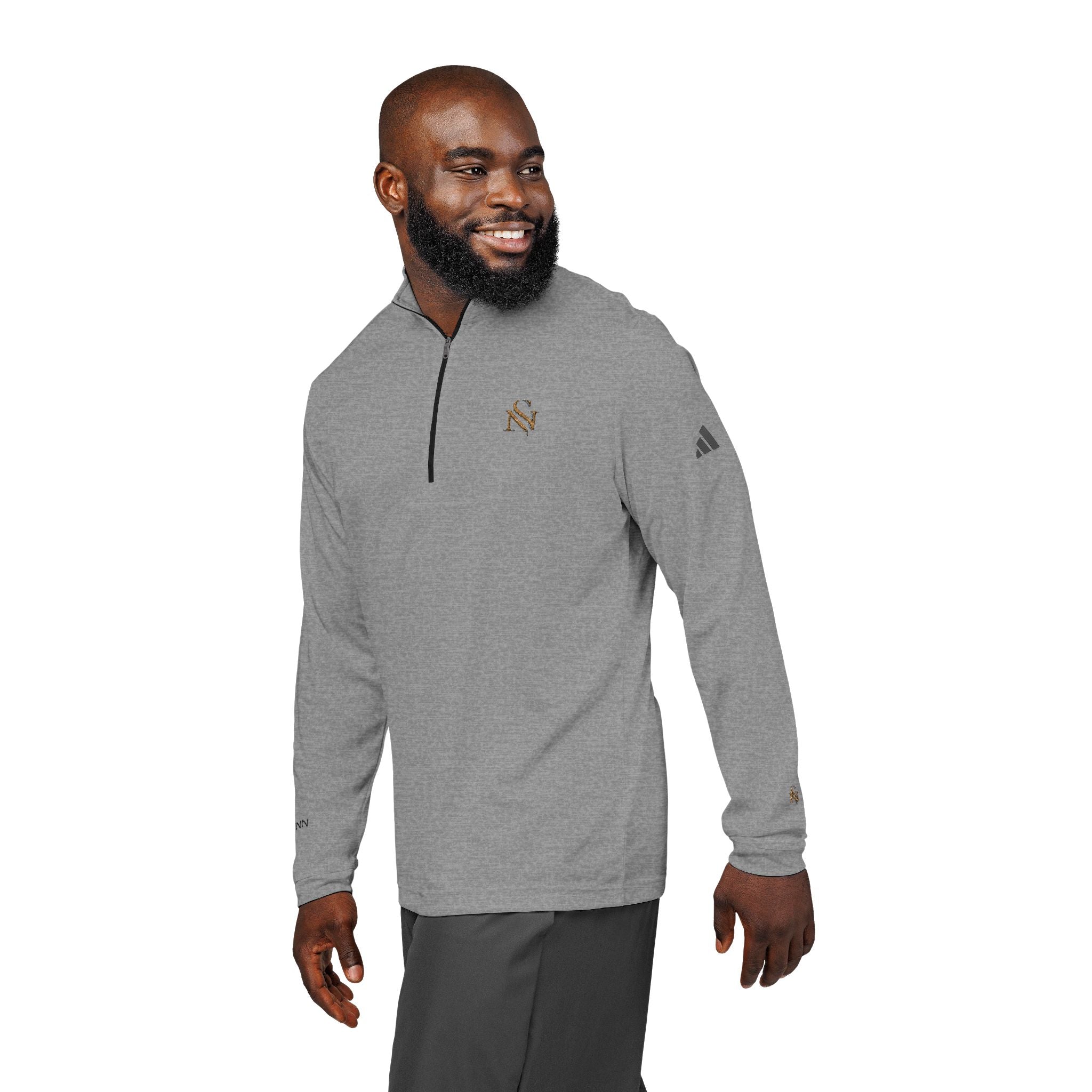Embroidered Quarter-Zip Pullover — White adidas Performance Top