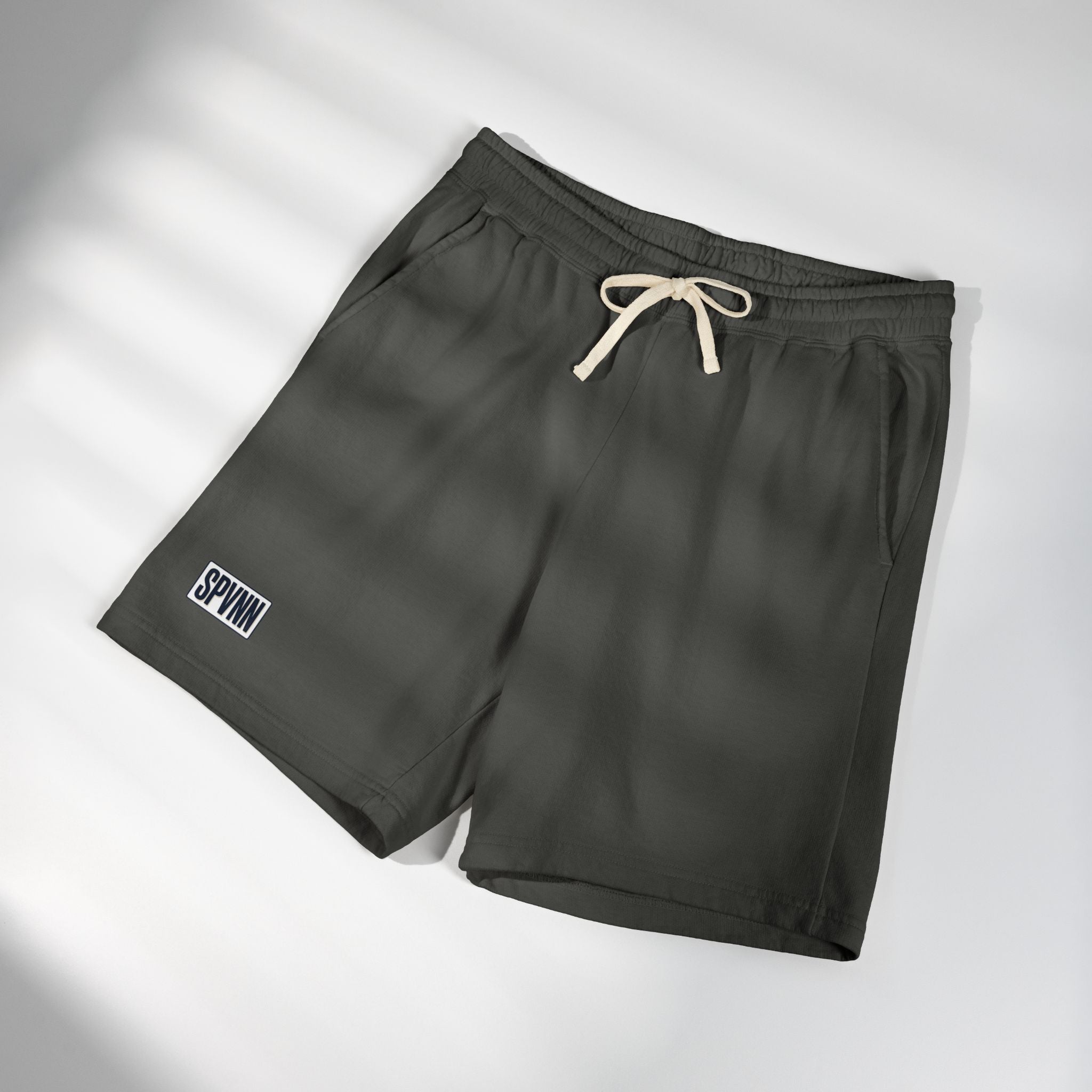 Garment-Dyed Fleece Sweat Shorts — Lightweight Casual Lounge Shorts with SPWNN Patch