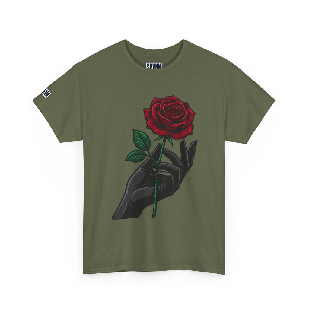 Rose & Hand Graphic Tee — Dark Aesthetic Floral T-Shirt