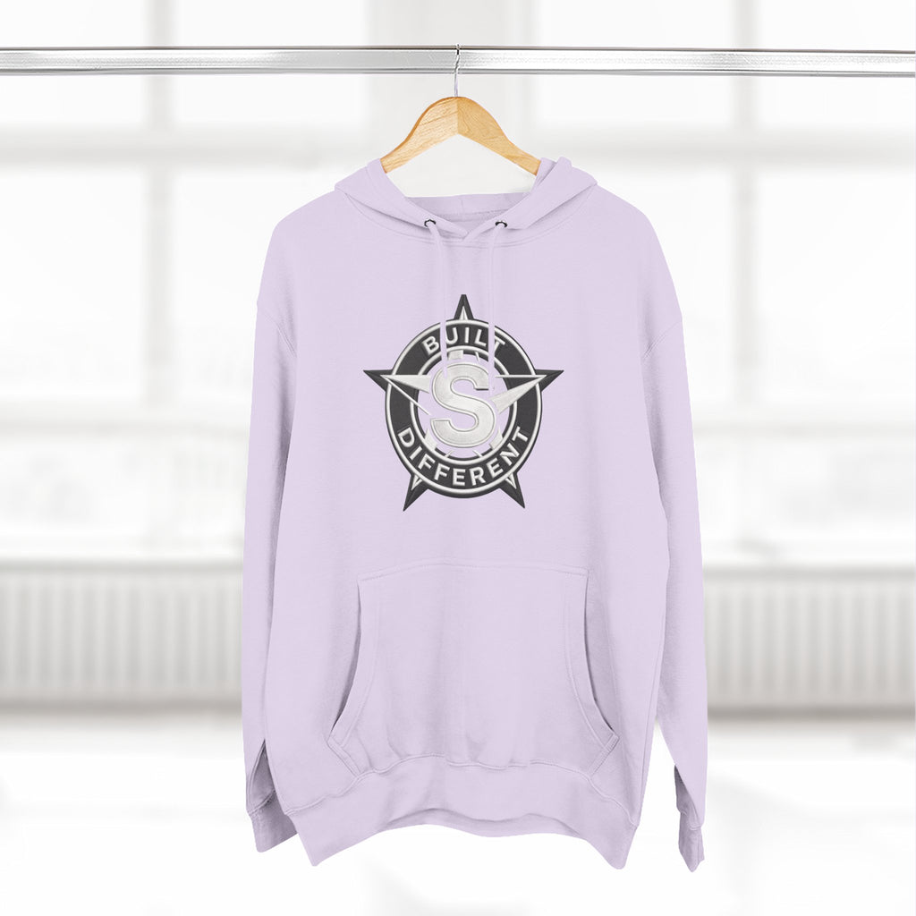 Built Different Logo Hoodie — Vintage Compass Emblem Fleece Hoodie