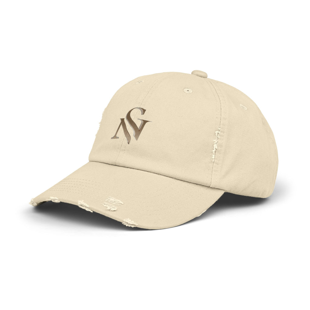 Distressed Black Baseball Cap with Gold 'SN' Monogram — Vintage Casual Hat