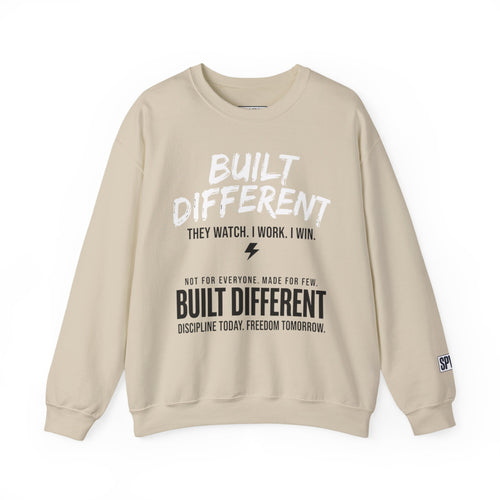 Built Different Crewneck Sweatshirt — "They Watch. I Work. I Win." Motivational Pullover