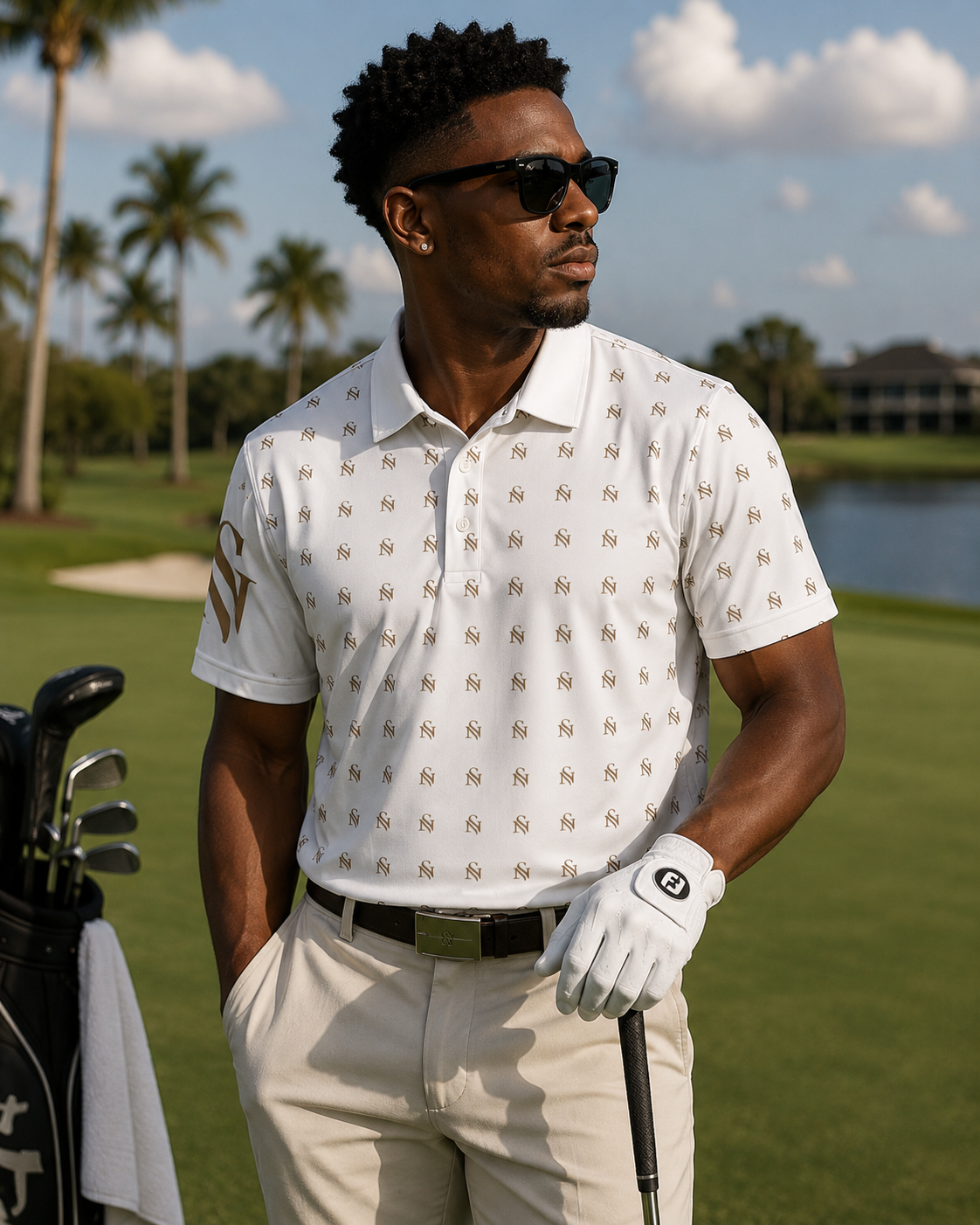 All-Over Palm Print Polo SPVNN