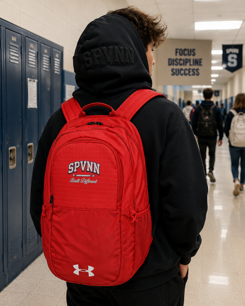 Embroidered SPVNN All-Sport Backpack — Durable Under Armour School & Team Bag