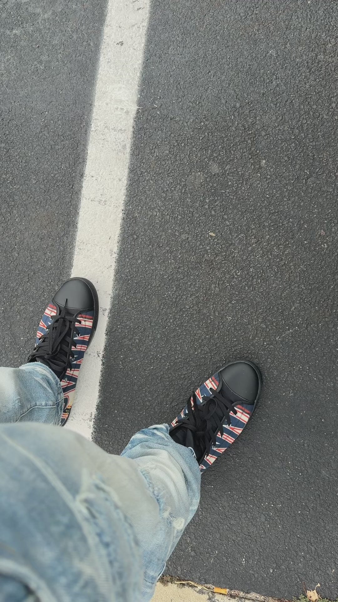 High Top Sneakers — Navy Striped 'SPR' Graphic Men's Streetwear